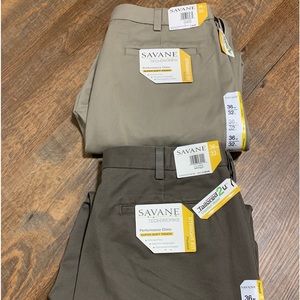 NEW LOT SAVANE Tech Works Straight Fit Soft Performance Pleated Pants 36 x 32
